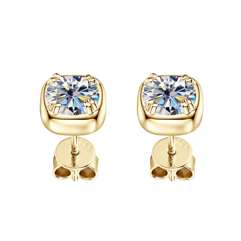 Cushion Halo Moissanite Stud Earrings