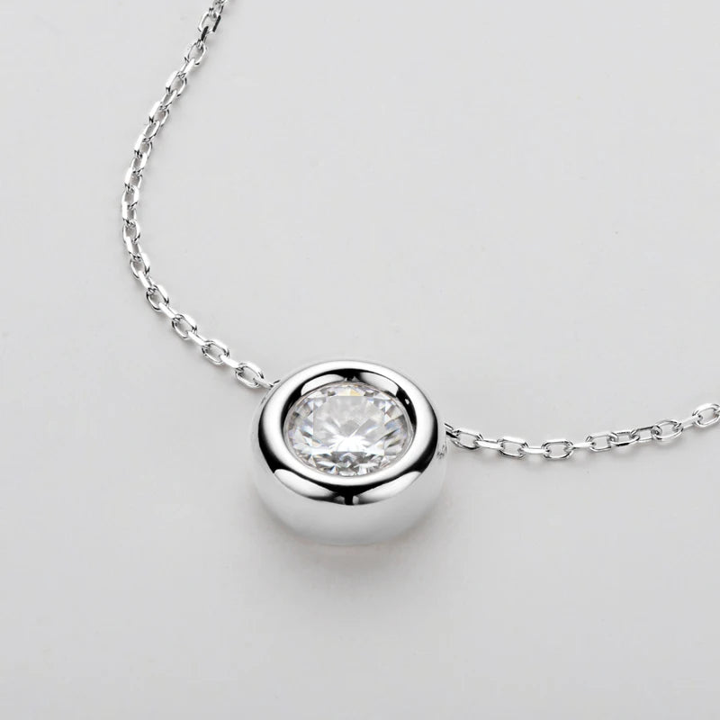 Luna Round Moissanite Solitaire Necklace