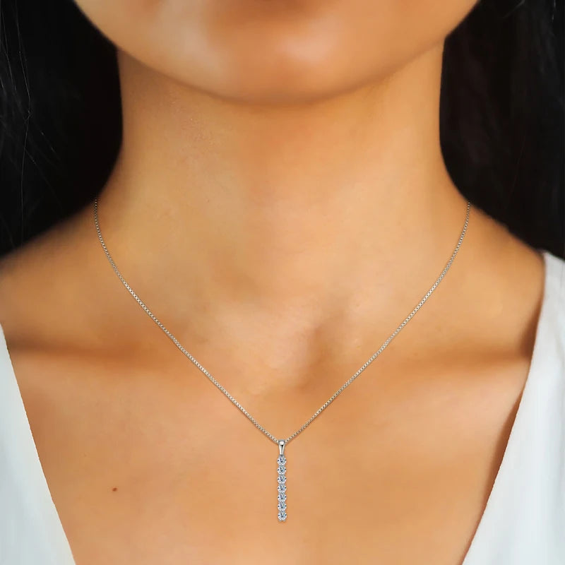 Luna Moissanite Vertical Drop Necklace