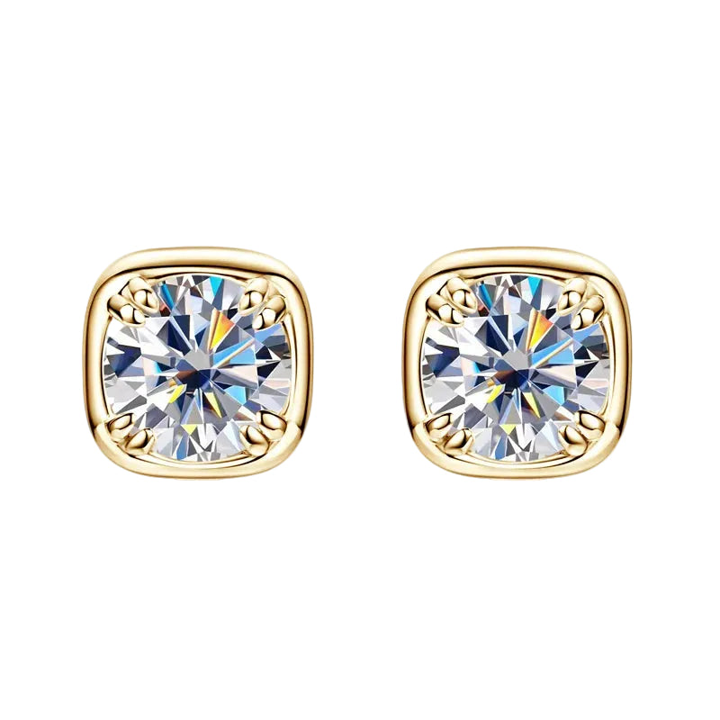 Cushion Halo Moissanite Stud Earrings