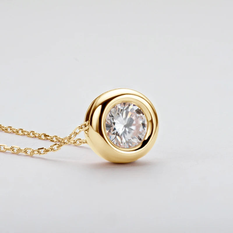 Luna Round Moissanite Solitaire Necklace