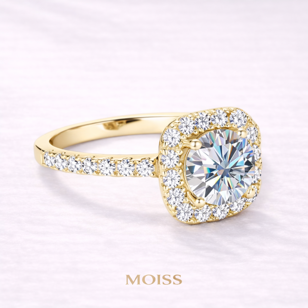 Aurora Halo Moissanite Ring