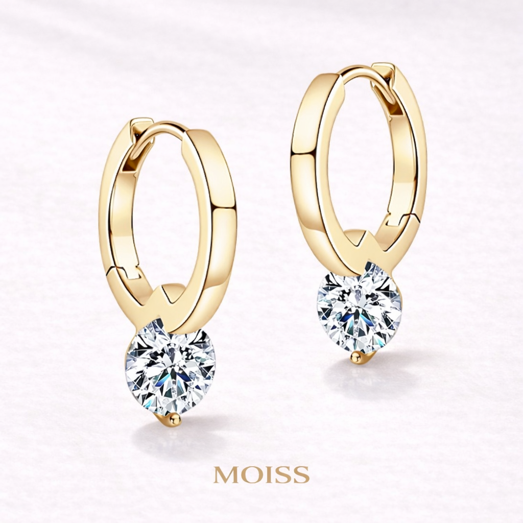 D-Color Moissanite Drop Hoop Earrings