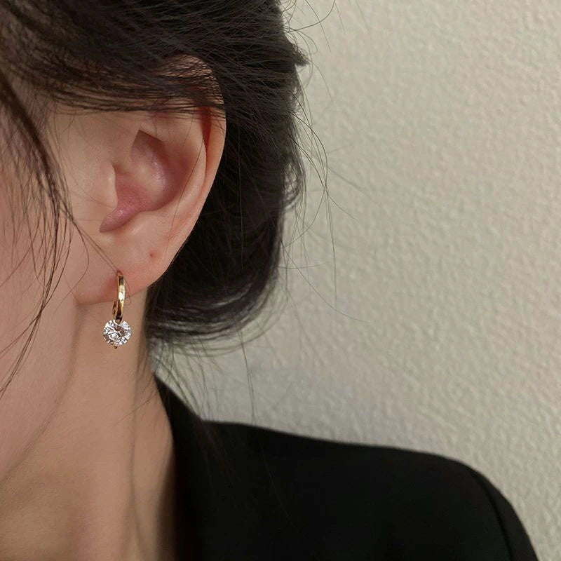 D-Color Moissanite Drop Hoop Earrings