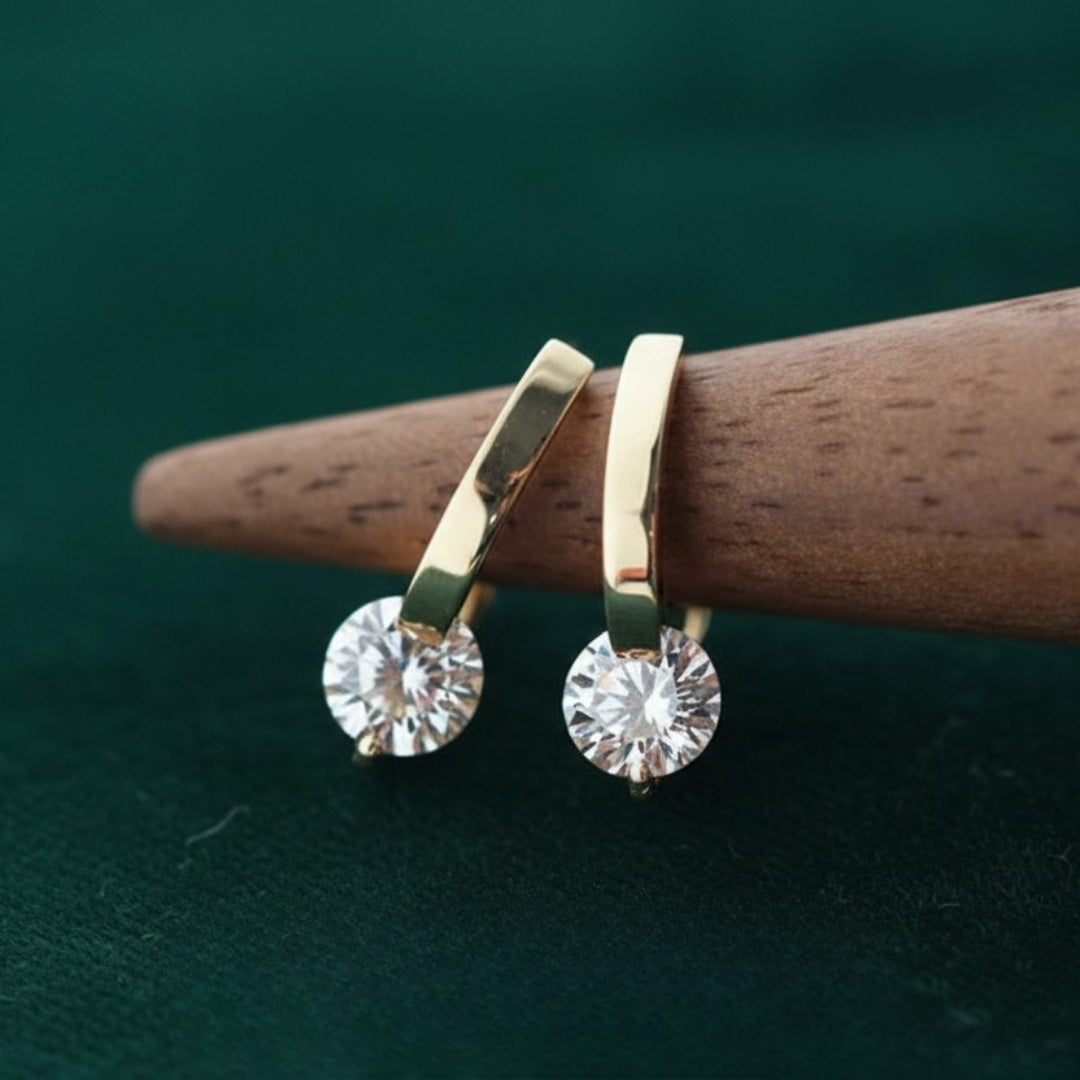 D-Color Moissanite Drop Hoop Earrings