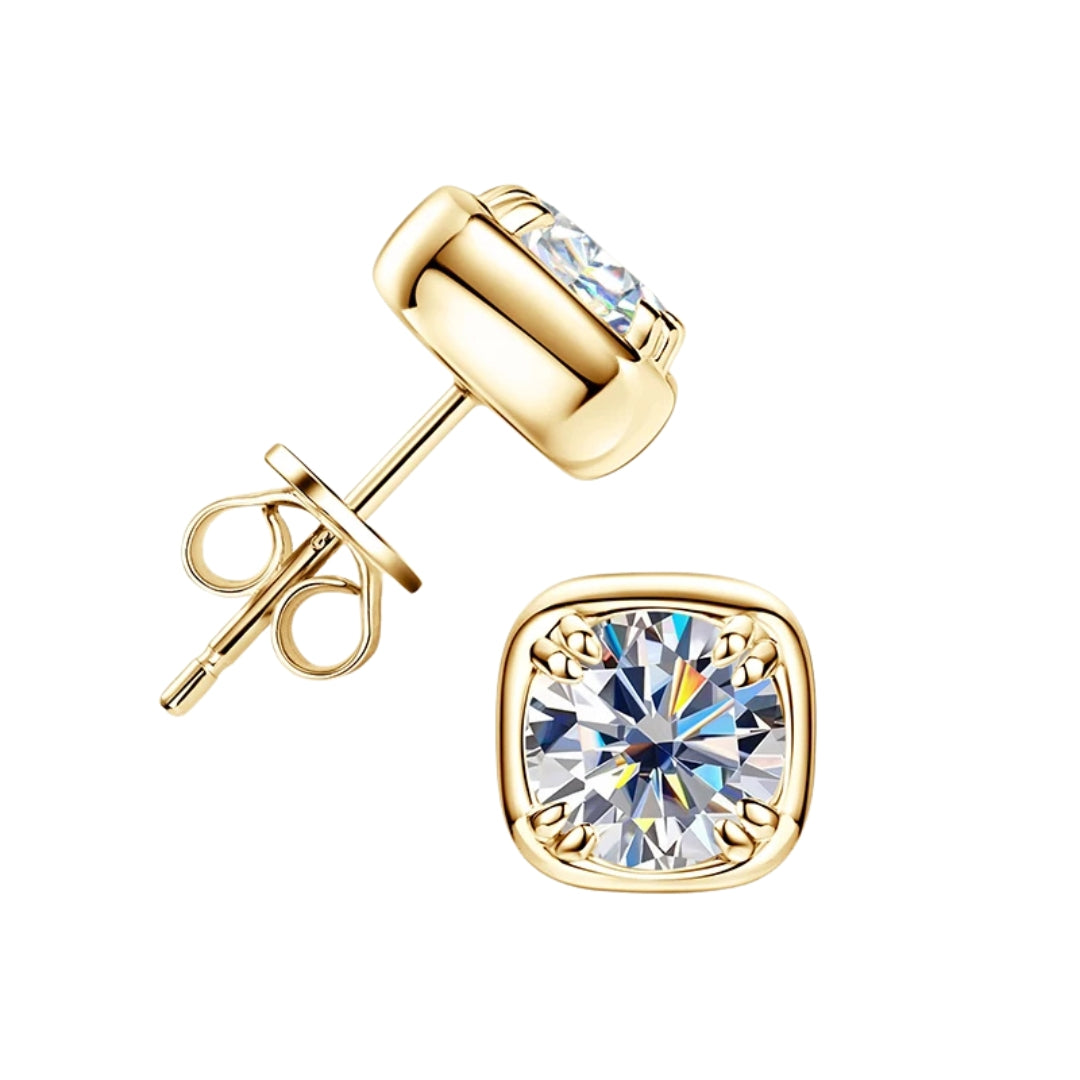 Cushion Halo Moissanite Stud Earrings