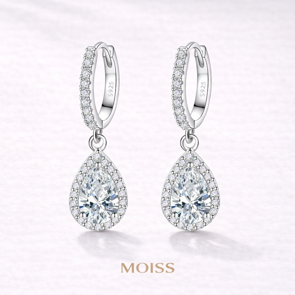 Elena Pear Drop Moissanite Earrings