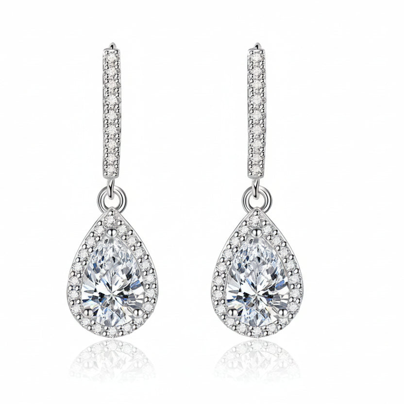 Elena Pear Drop Moissanite Earrings