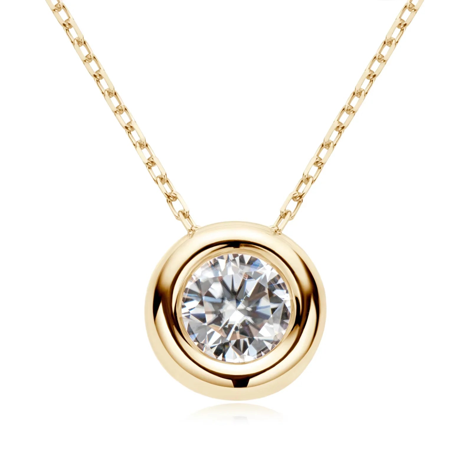 Luna Round Moissanite Solitaire Necklace