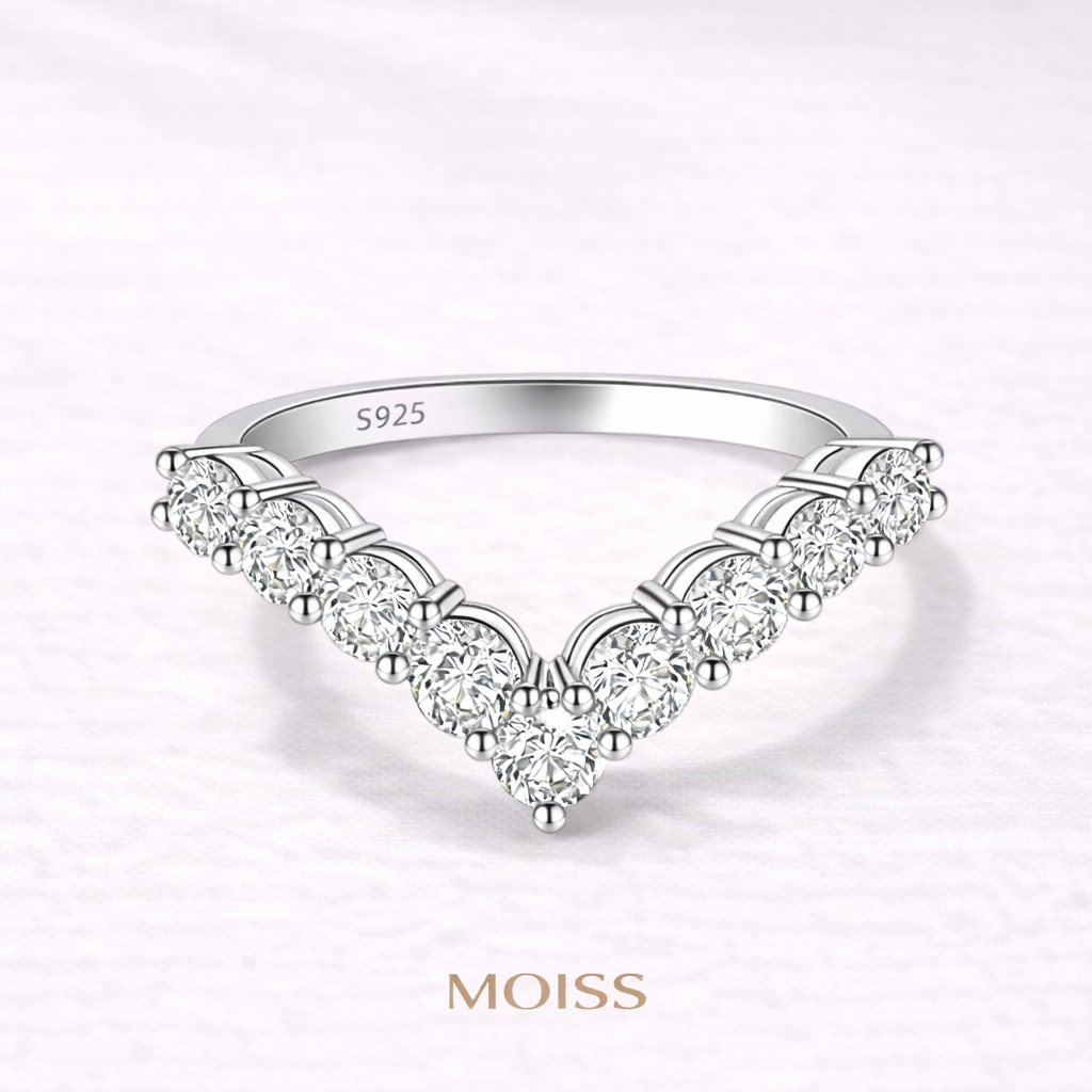 Moissanite Chevron Ring