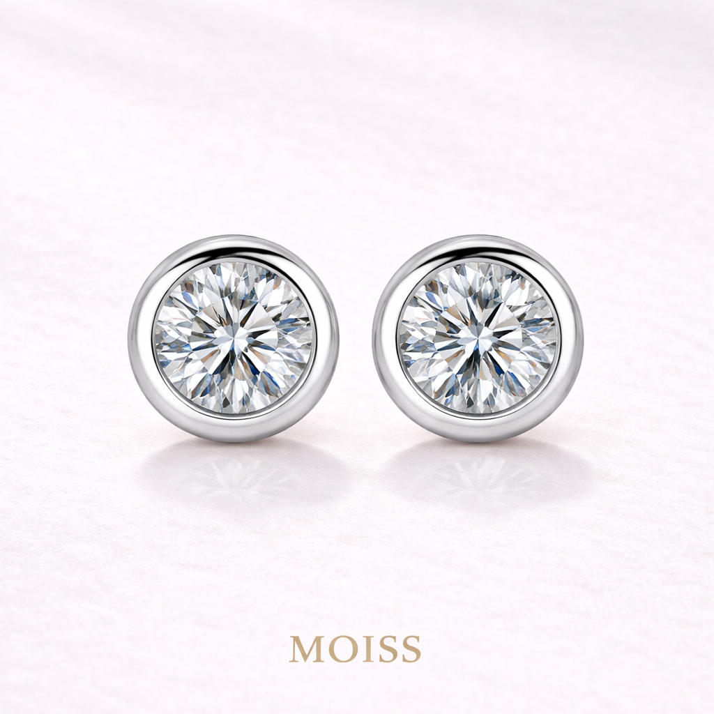 Moonlit Halo Moissanite Studs