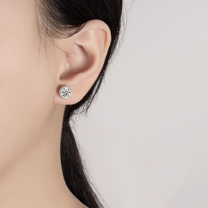 Moonlit Halo Moissanite Studs