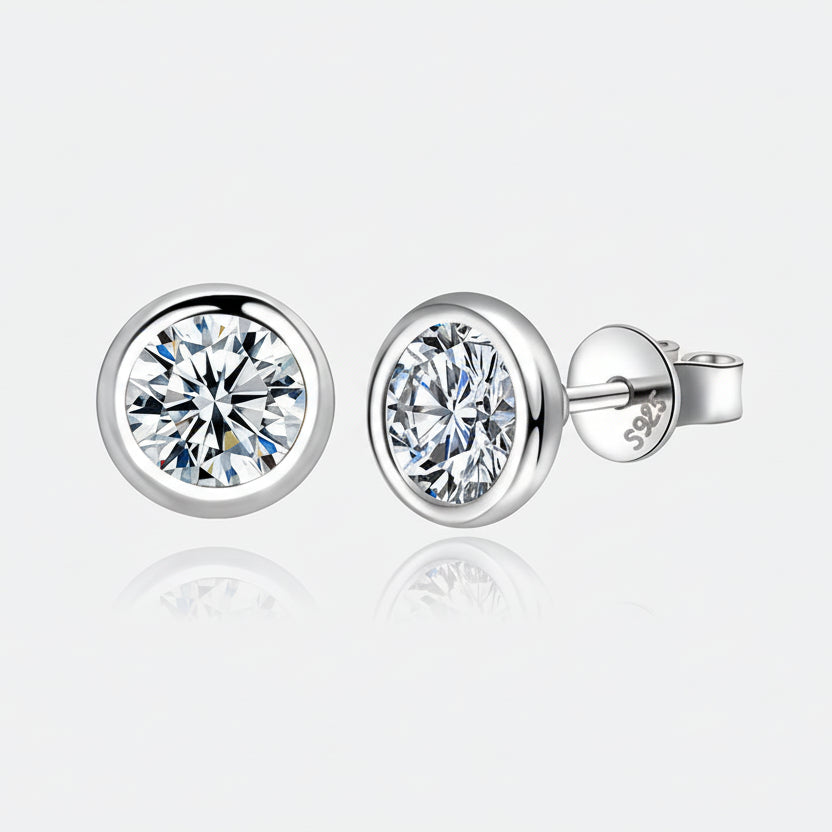 Moonlit Halo Moissanite Studs