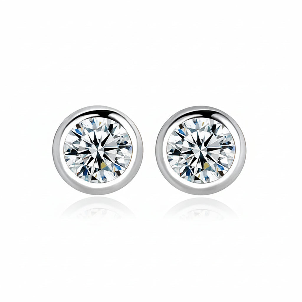 Moonlit Halo Moissanite Studs