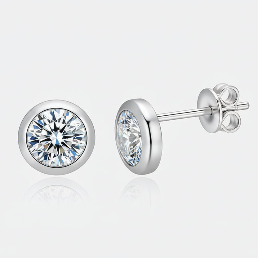 Moonlit Halo Moissanite Studs