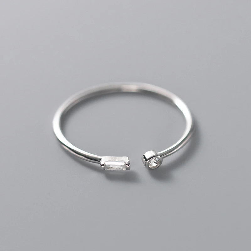 Open Adjustable Zirconia Ring in 925 Sterling Silver