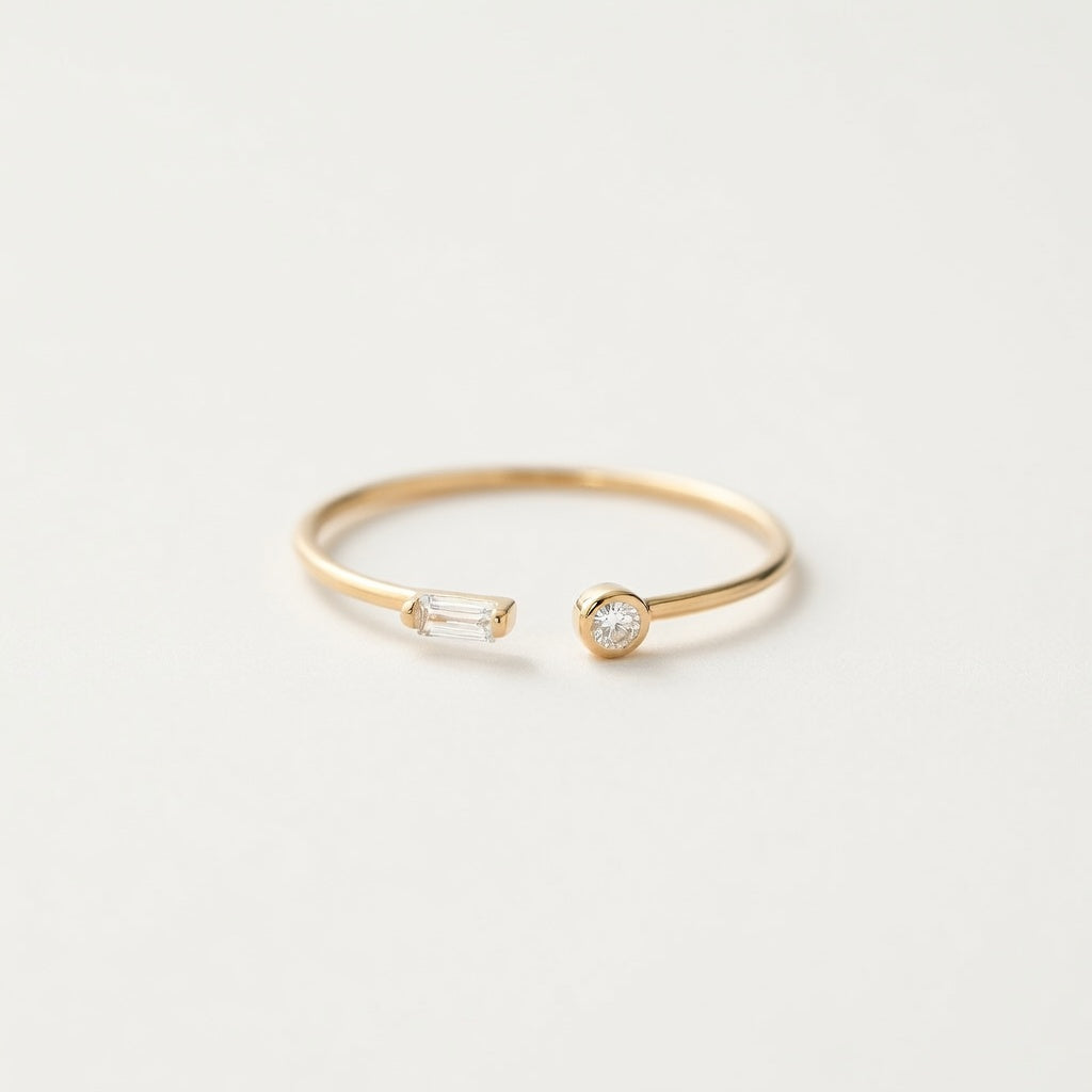 Open Adjustable Zirconia Ring in 925 Sterling Silver