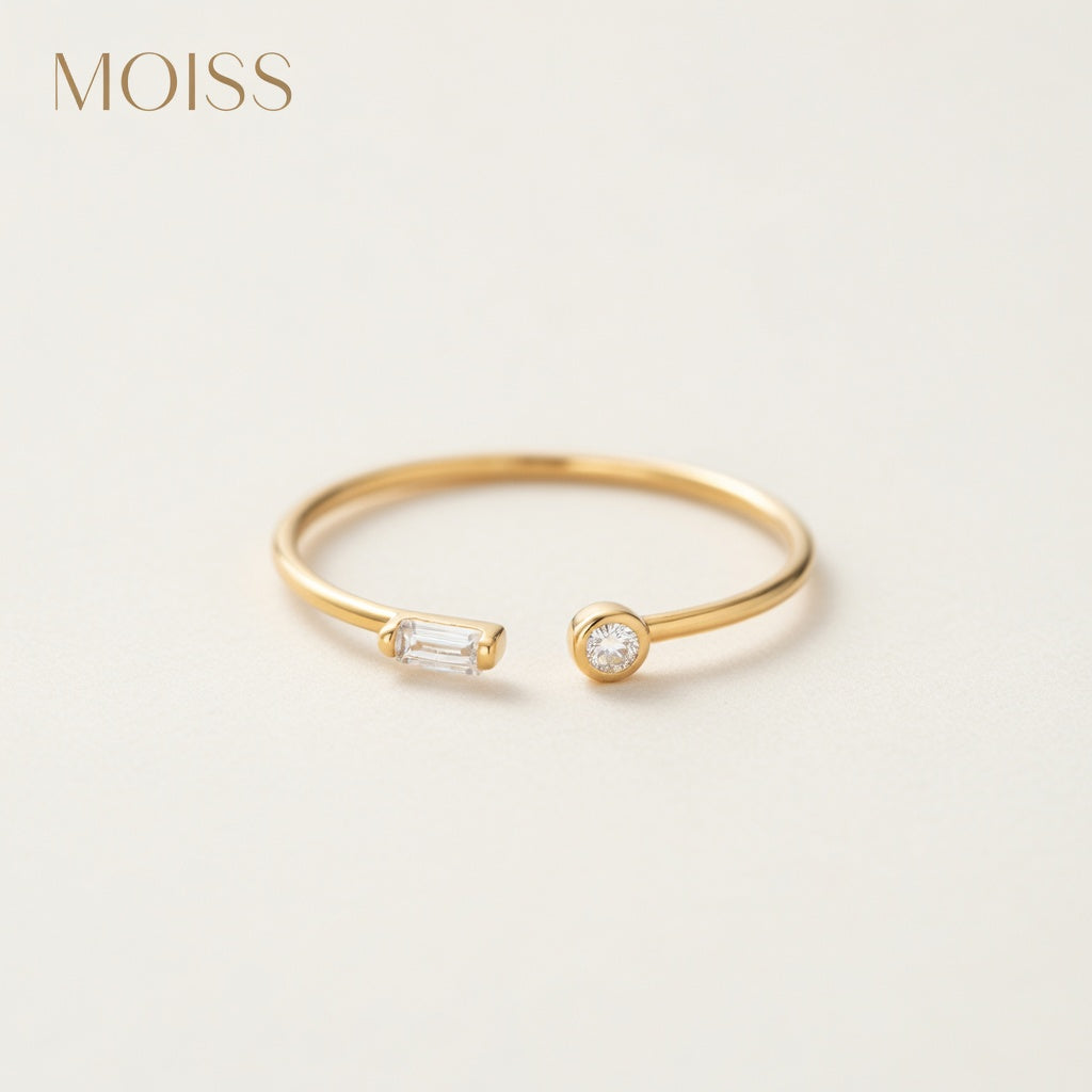 Open Adjustable Zirconia Ring in 925 Sterling Silver