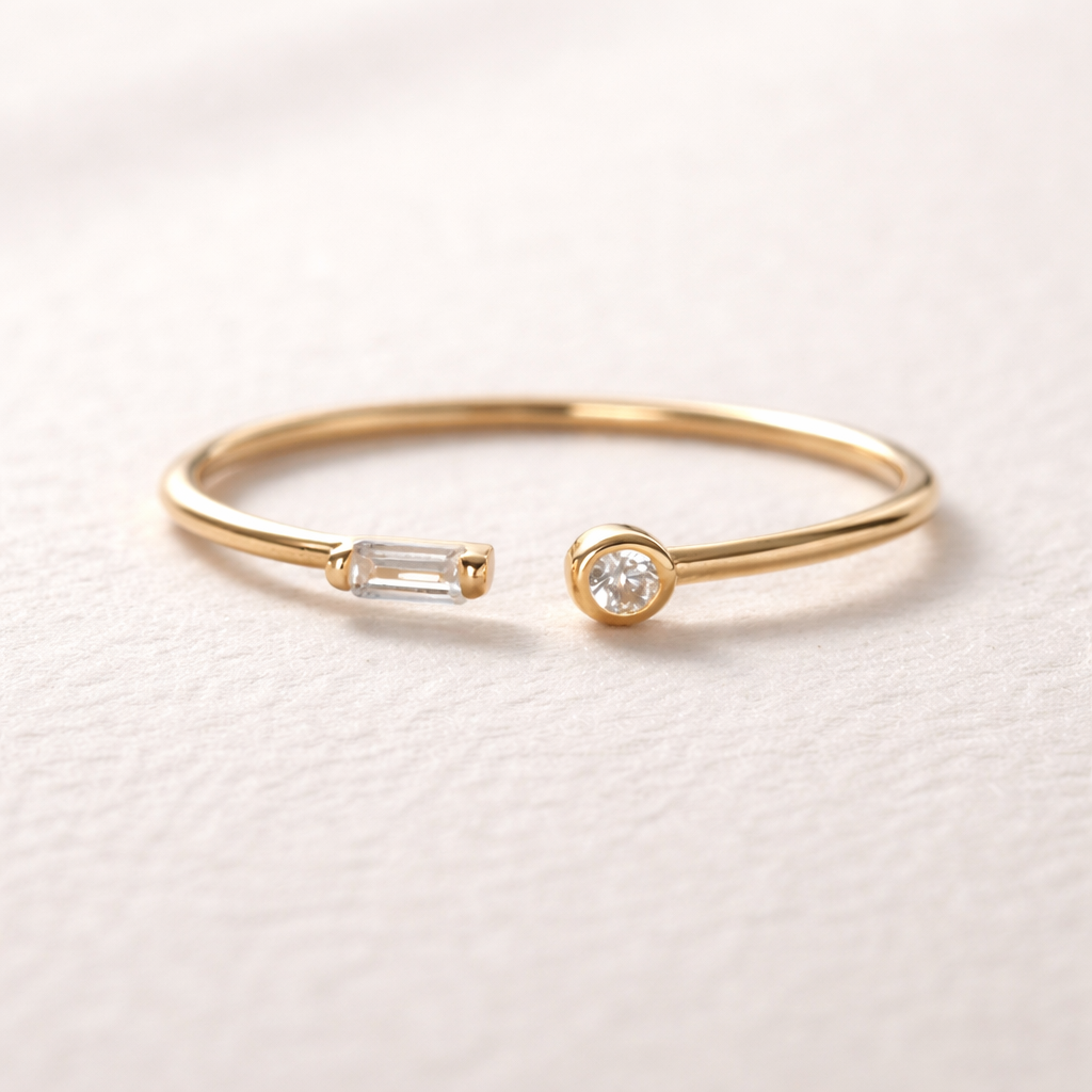 Open Adjustable Zirconia Ring in 925 Sterling Silver