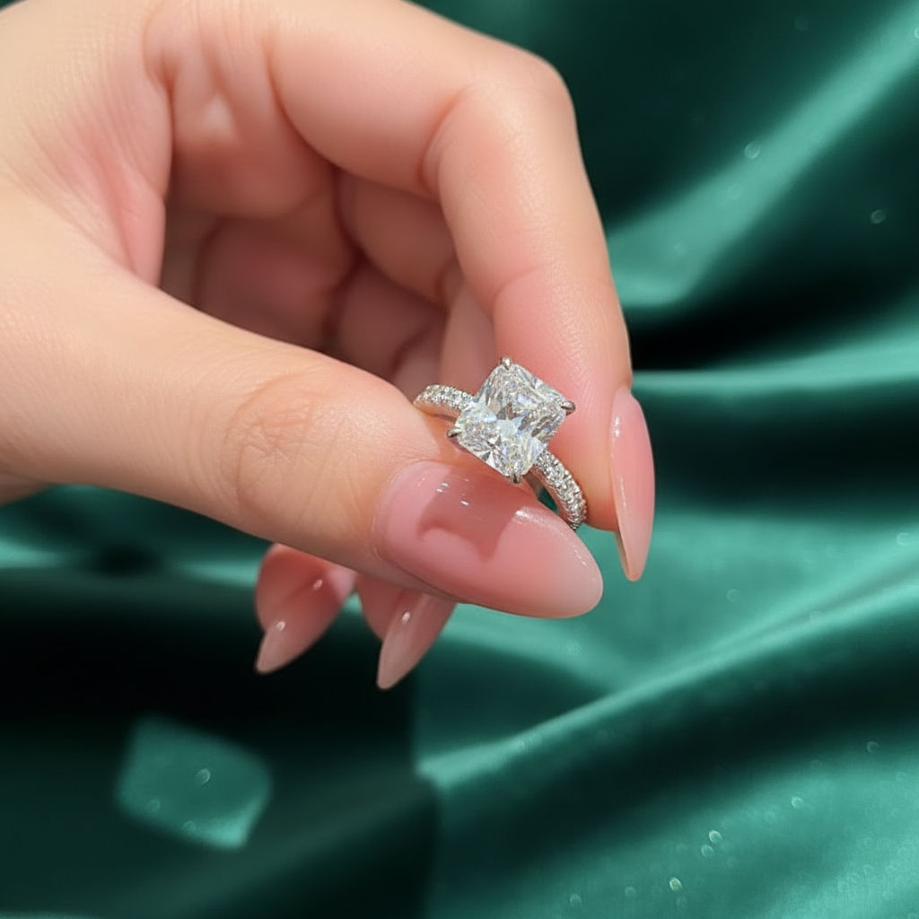 The Radiant Pavé Moissanite Ring