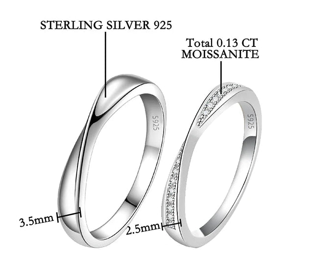 Aligned Ring — Sterling Silver & Moissanite