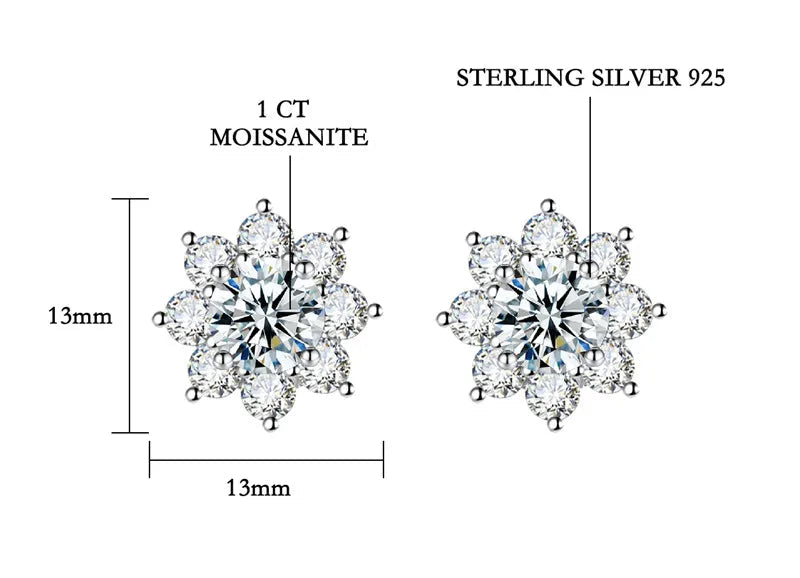 Aurora Bloom Moissanite Stud Earrings 1 CT