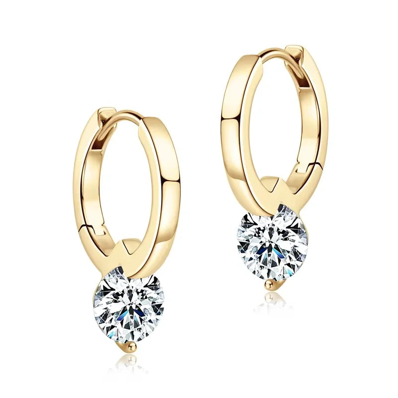 D-Color Moissanite Drop Hoop Earrings