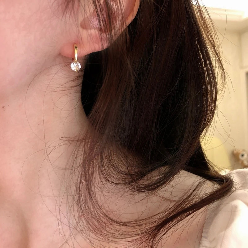 D-Color Moissanite Drop Hoop Earrings