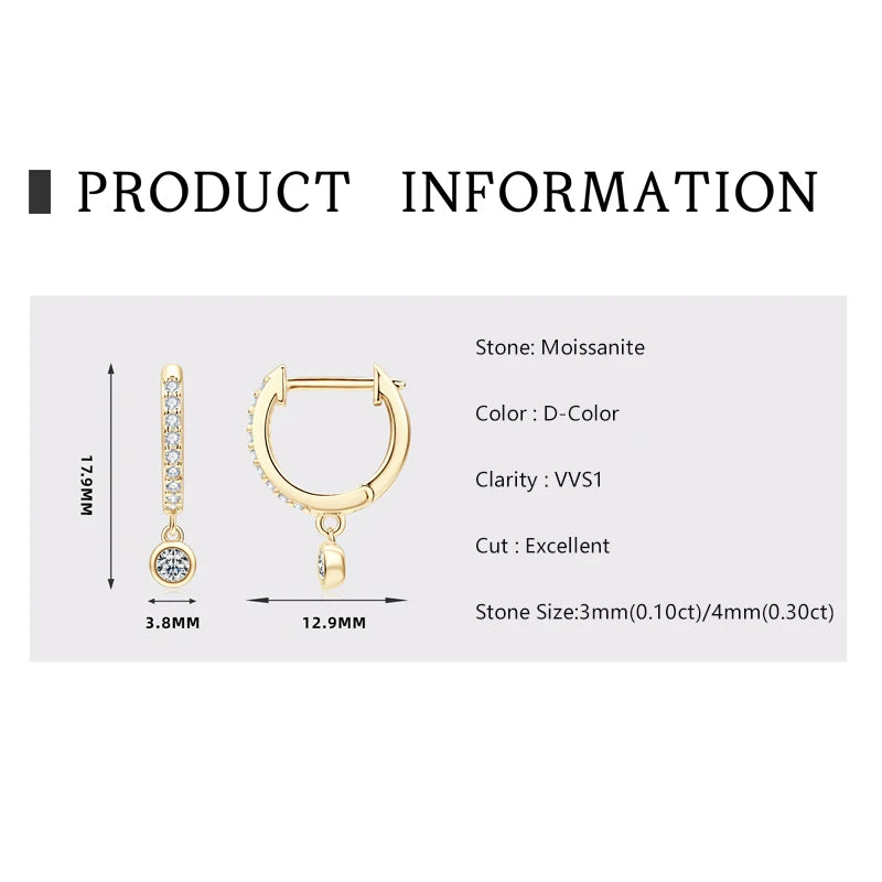 Giulia Moissanite Drop Hoop Earrings