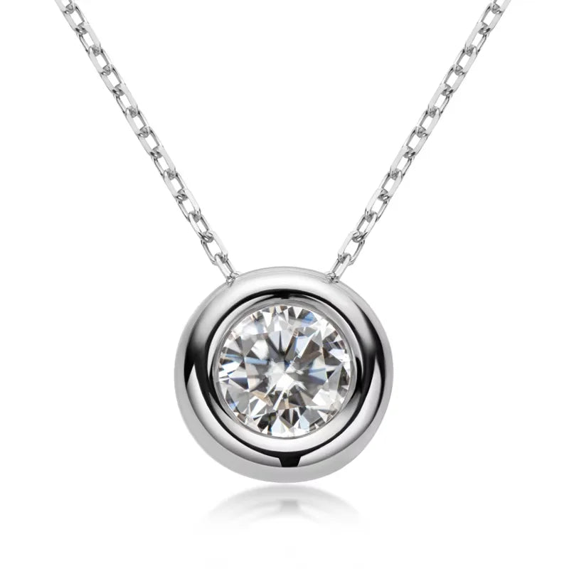 Luna Round Moissanite Solitaire Necklace