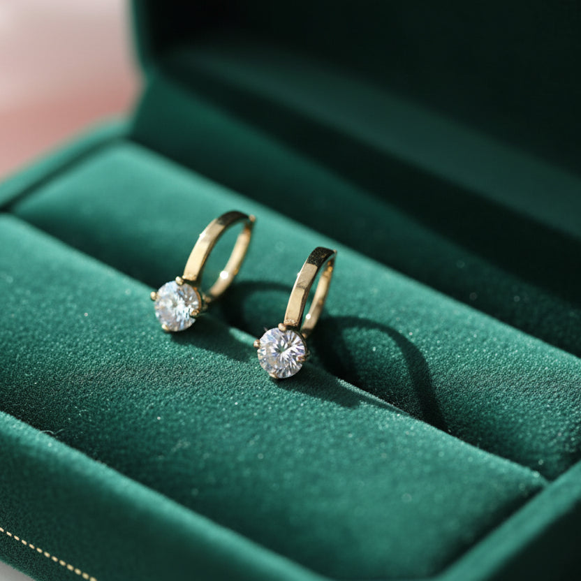 D-Color Moissanite Drop Hoop Earrings