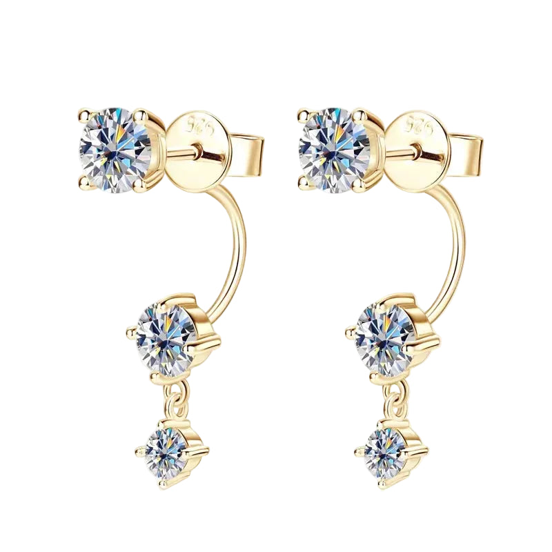 Aurora Moissanite Trio Curve Earrings