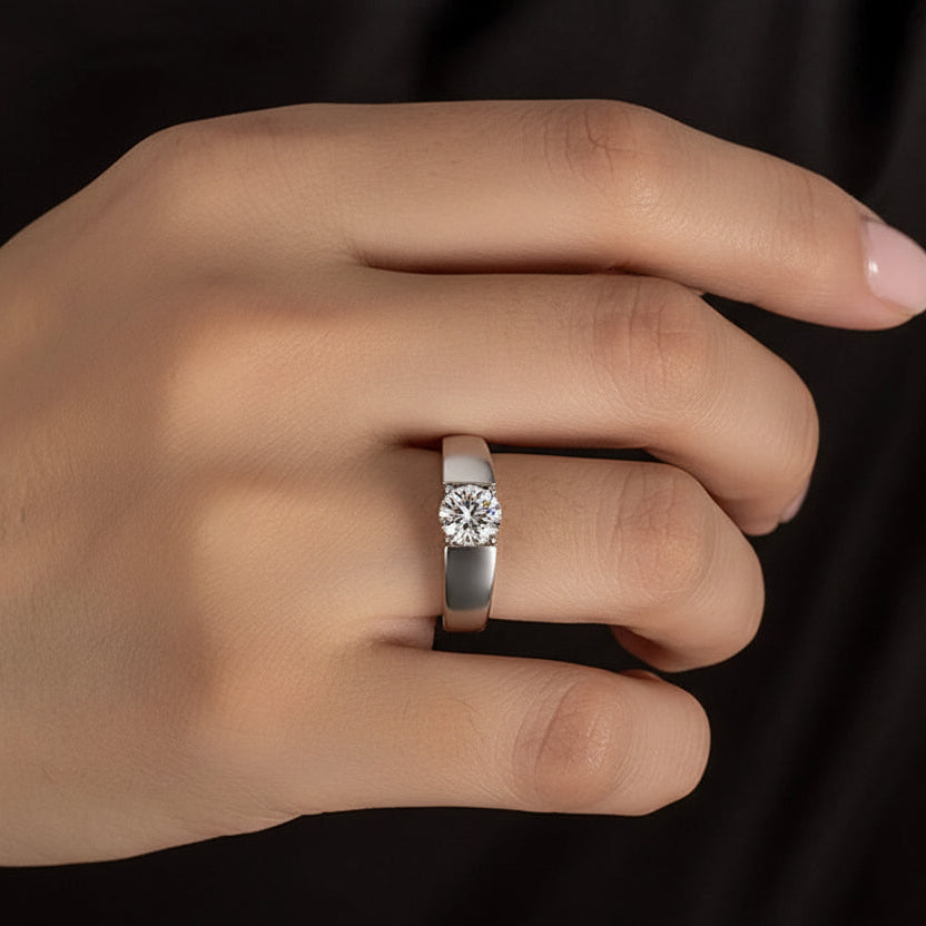 Axis Ring — 1ct Moissanite in Sterling Silver