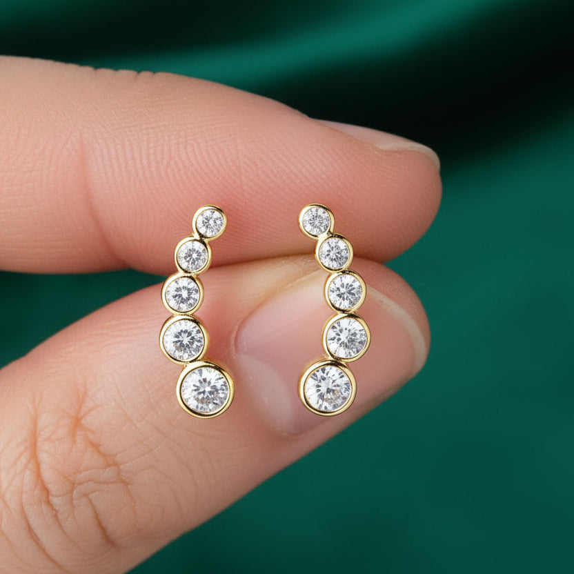 Aurora Moissanite Ear Climber Earrings