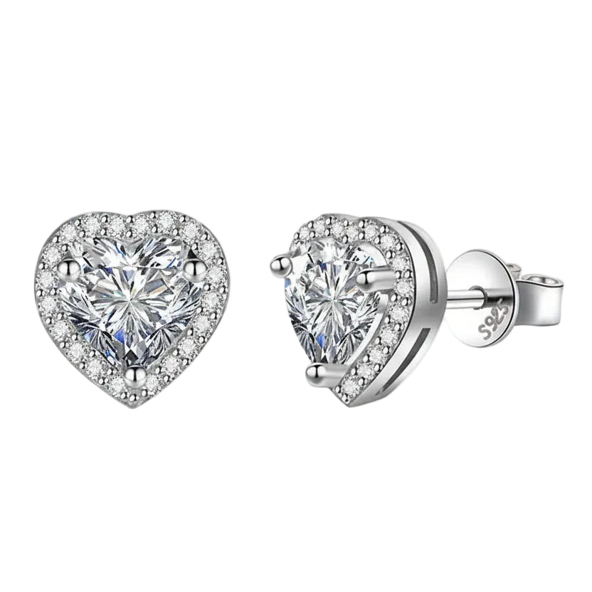 Amelia Heart Halo Moissanite Stud Earrings 1CT