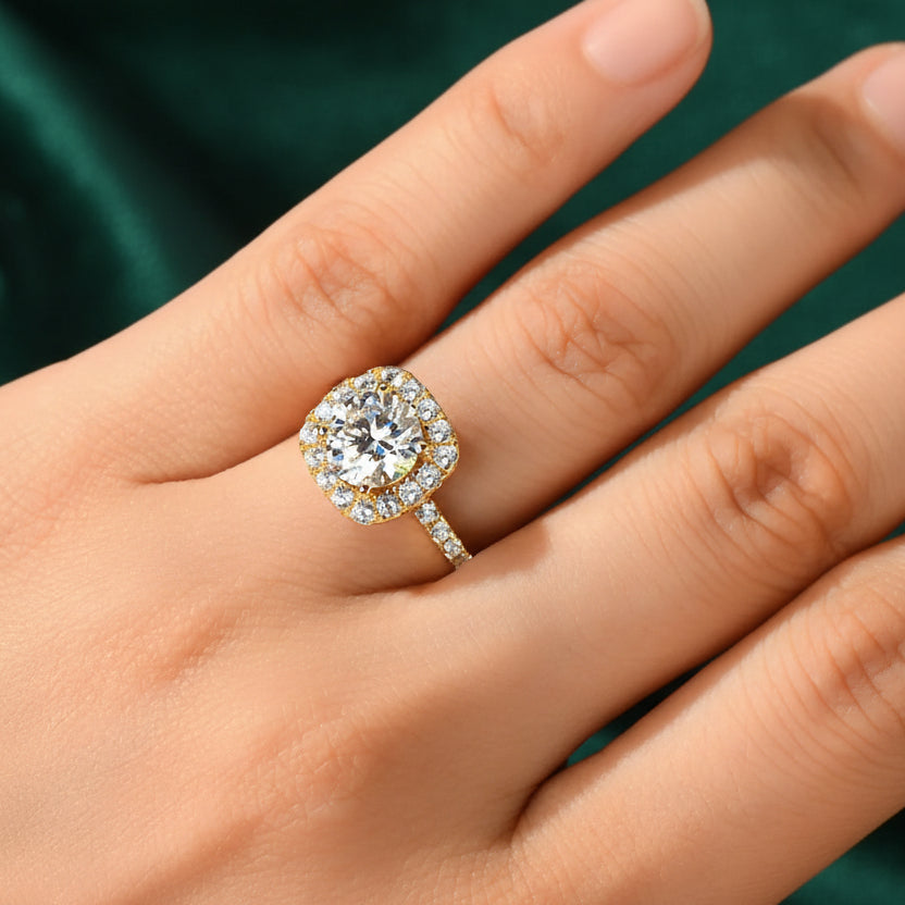 Aurora Halo Moissanite Ring