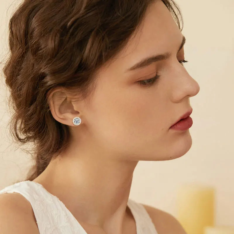Aurelia Halo Moissanite Stud Earrings