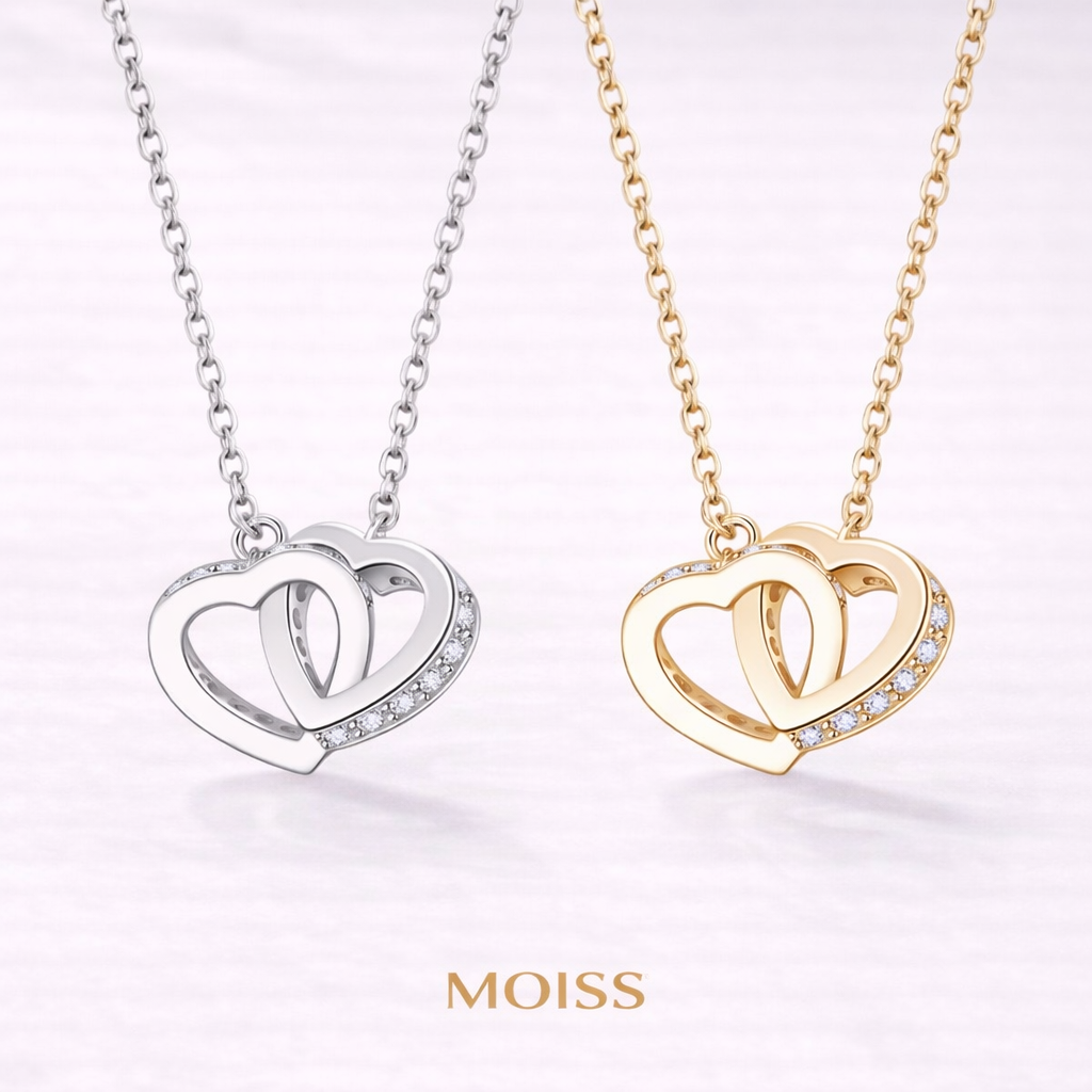 The Interlocking Hearts Moissanite Necklace
