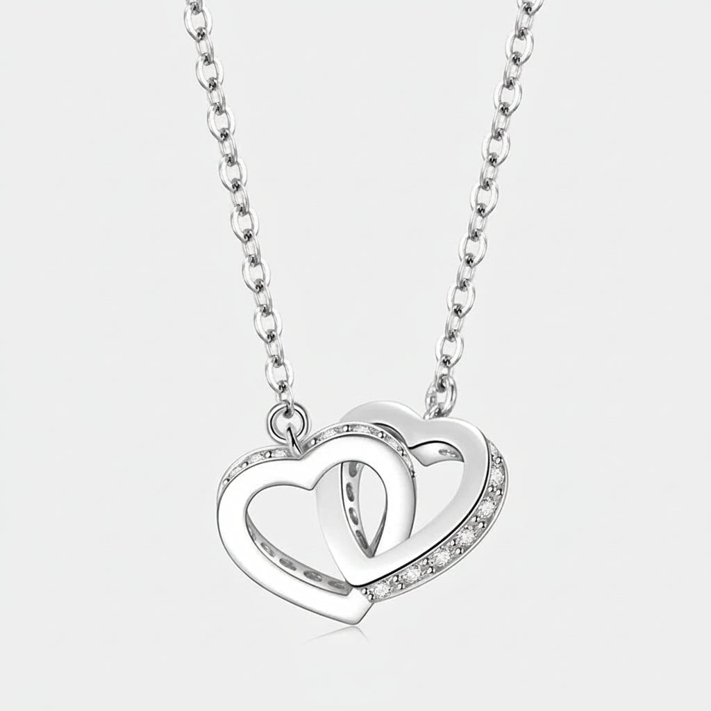 The Interlocking Hearts Moissanite Necklace