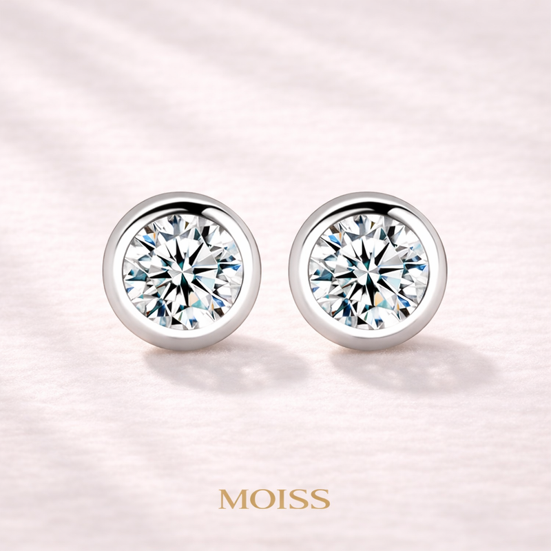 Moonlit Halo Moissanite Studs
