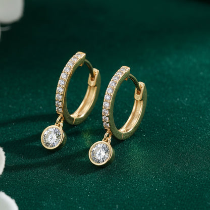 Giulia Moissanite Drop Hoop Earrings