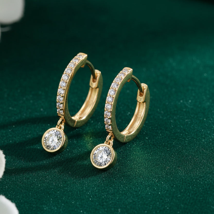 Giulia Moissanite Drop Hoop Earrings