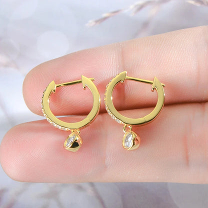 Giulia Moissanite Drop Hoop Earrings