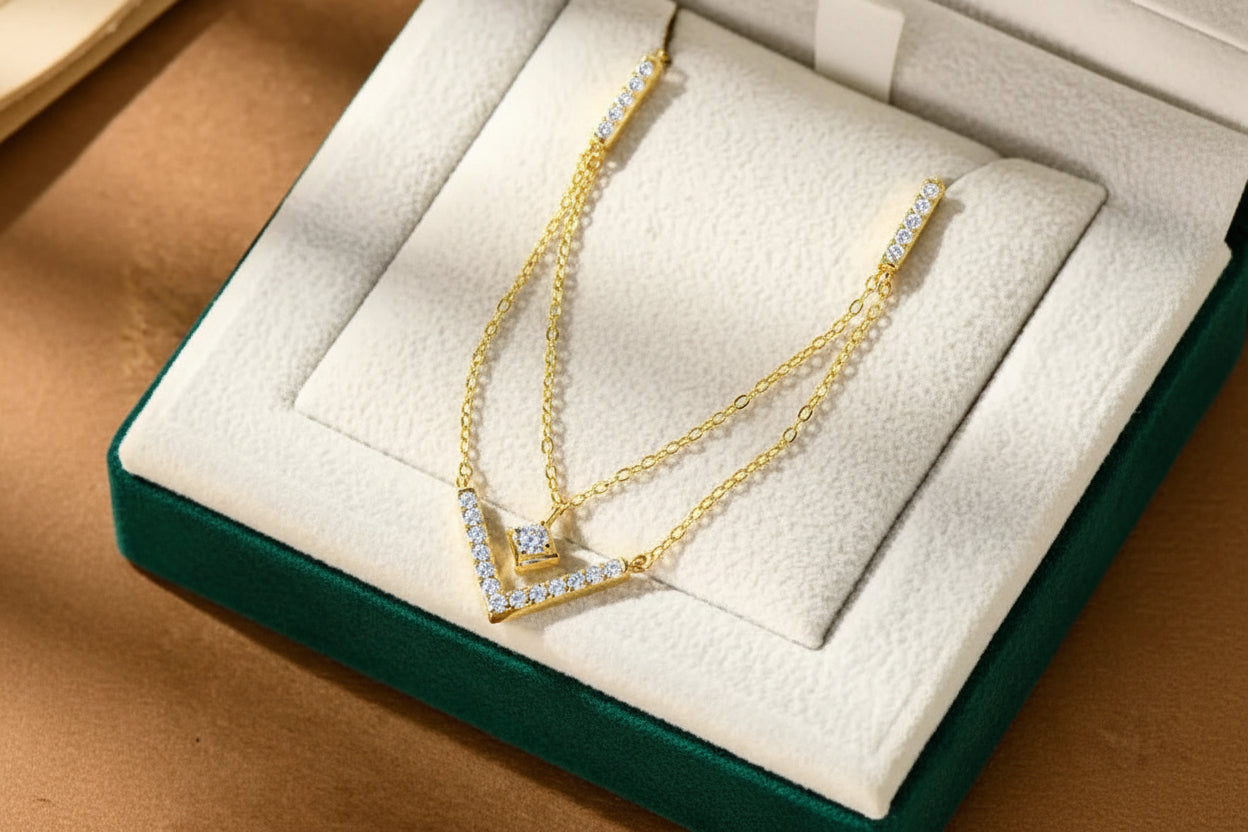 Valentina V-Shape Moissanite Necklace