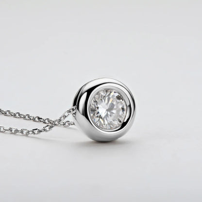 Luna Round Moissanite Solitaire Necklace
