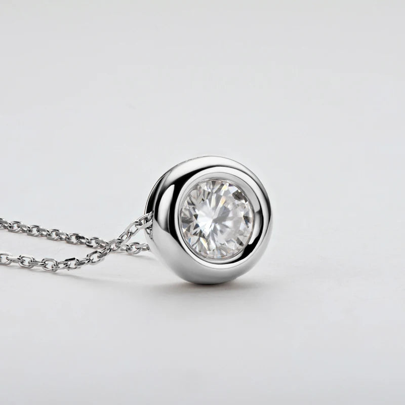 Luna Round Moissanite Solitaire Necklace