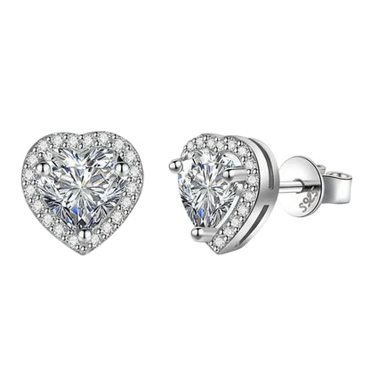 Amelia Heart Halo Moissanite Stud Earrings