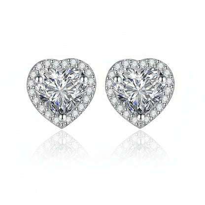 Amelia Heart Halo Moissanite Stud Earrings