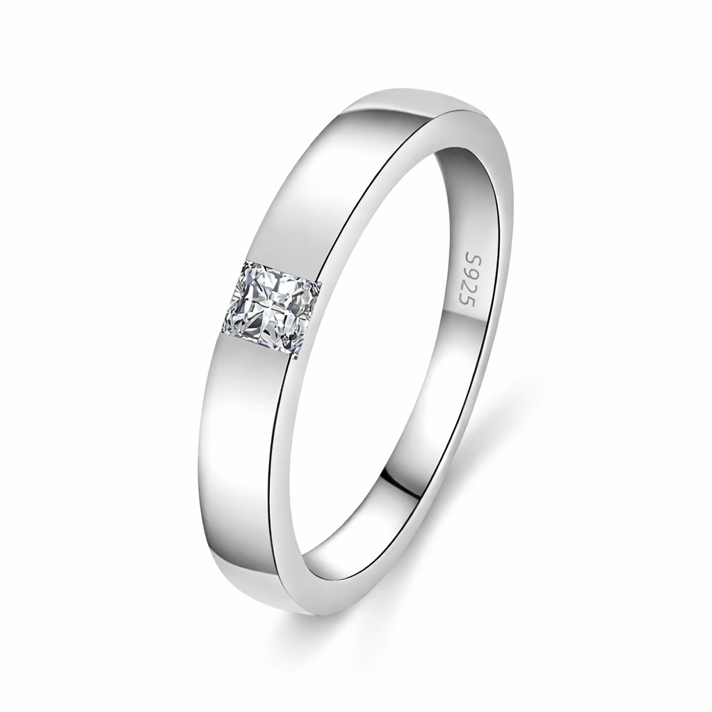 Quiet Spark Ring — Sterling Silver & Moissanite