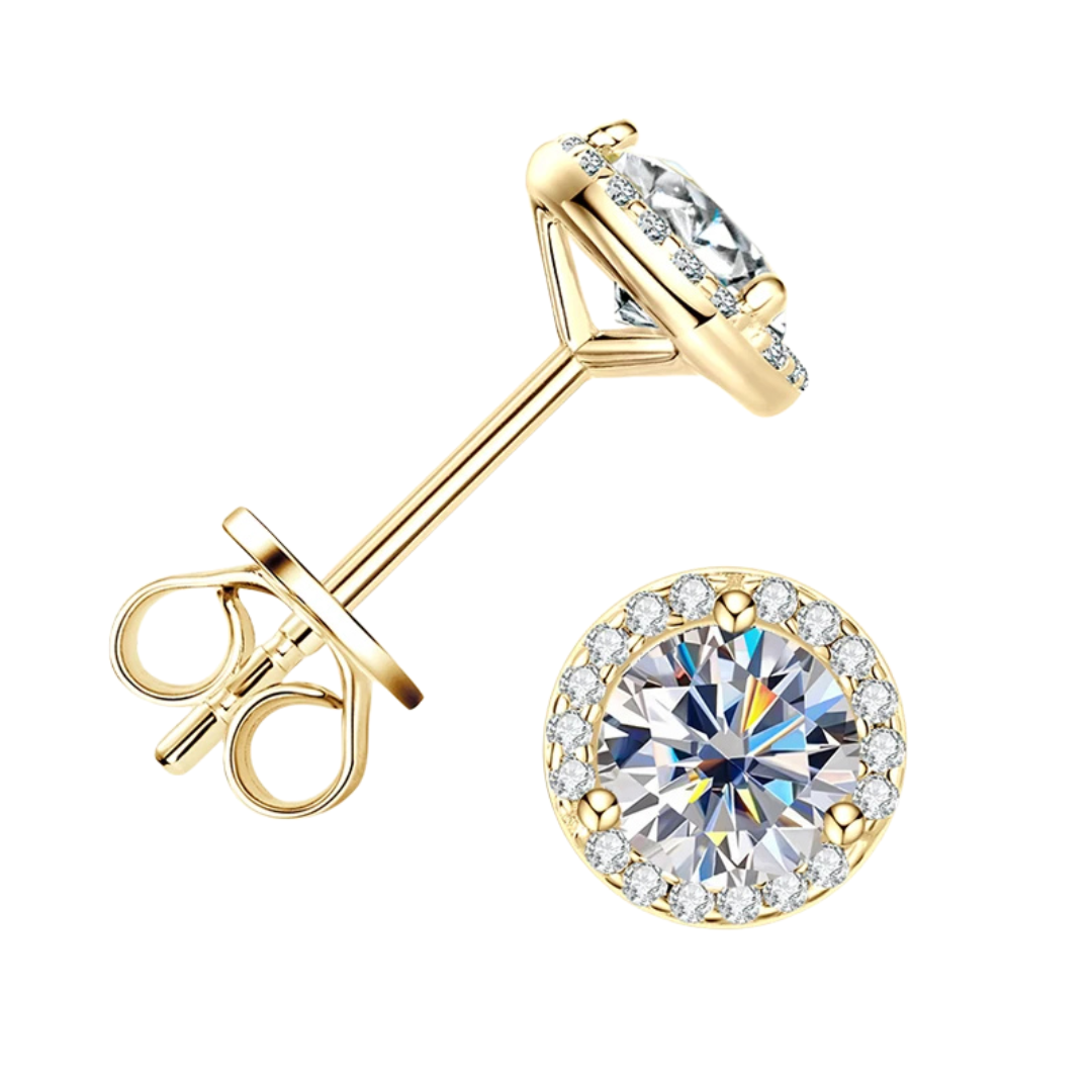 Aurelia Halo Moissanite Stud Earrings